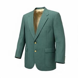 Vintage Stafford Dark Green Gold Buttons Wool Blend Masters Blazer Mens 48R